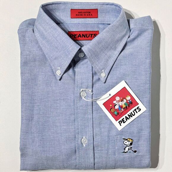 VTG NWT Peanuts Snoopy Golf Long Sleeve Button Shirt Made in USA Men 16 32/33 - Picture 1 of 13